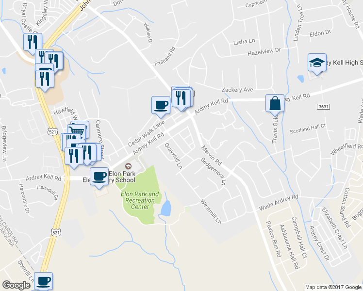 map of restaurants, bars, coffee shops, grocery stores, and more near 9334 Longstone Lane in Charlotte