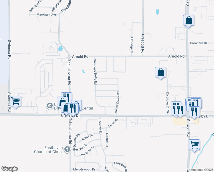 map of restaurants, bars, coffee shops, grocery stores, and more near 3447 Point Pleasant Avenue in Memphis
