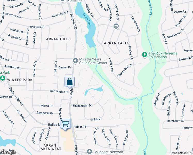 map of restaurants, bars, coffee shops, grocery stores, and more near 1703 Natchez Loop in Fayetteville