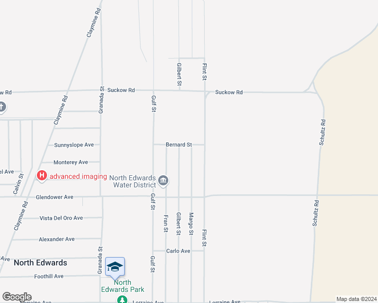 map of restaurants, bars, coffee shops, grocery stores, and more near Margo Street in North Edwards