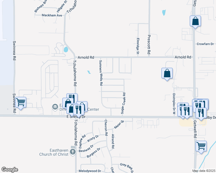 map of restaurants, bars, coffee shops, grocery stores, and more near 3395 Point Pleasant Avenue in Memphis