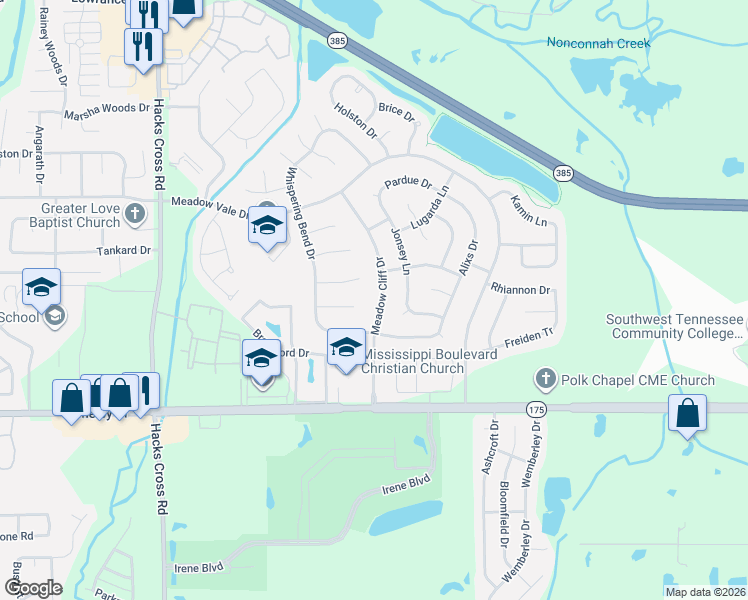 map of restaurants, bars, coffee shops, grocery stores, and more near 8286 Cypress Bend Cove in Memphis