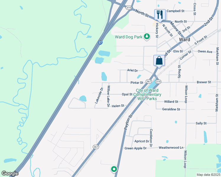 map of restaurants, bars, coffee shops, grocery stores, and more near 15 Willow Lake Drive in Ward