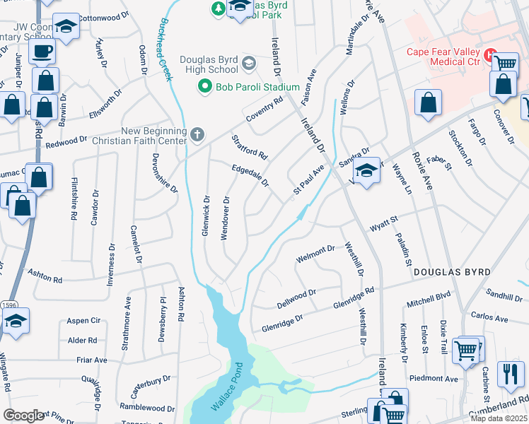map of restaurants, bars, coffee shops, grocery stores, and more near 1923 Gatewood Drive in Fayetteville