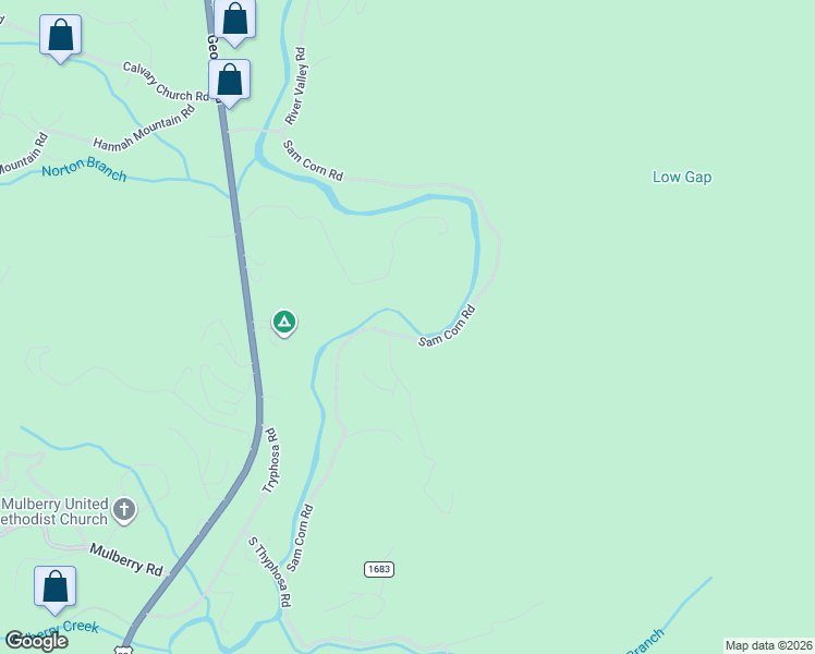 map of restaurants, bars, coffee shops, grocery stores, and more near 975 Sam Corn Road in Otto