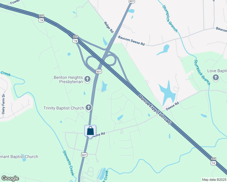 map of restaurants, bars, coffee shops, grocery stores, and more near 2710 Concord Highway in Monroe