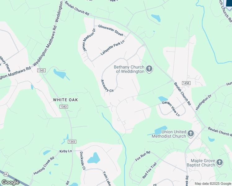 map of restaurants, bars, coffee shops, grocery stores, and more near 5015 Ancestry Circle in Weddington