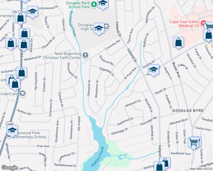 map of restaurants, bars, coffee shops, grocery stores, and more near 1821 Martindale Drive in Fayetteville