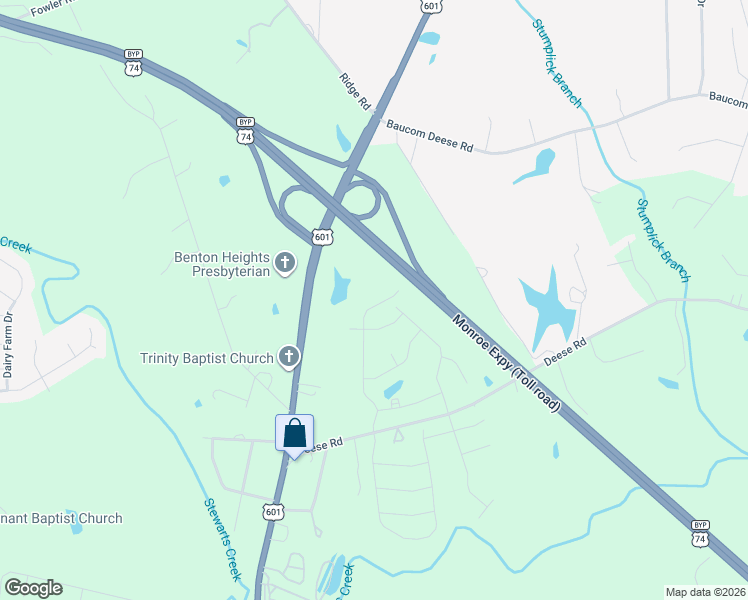 map of restaurants, bars, coffee shops, grocery stores, and more near 2710 Concord Highway in Monroe