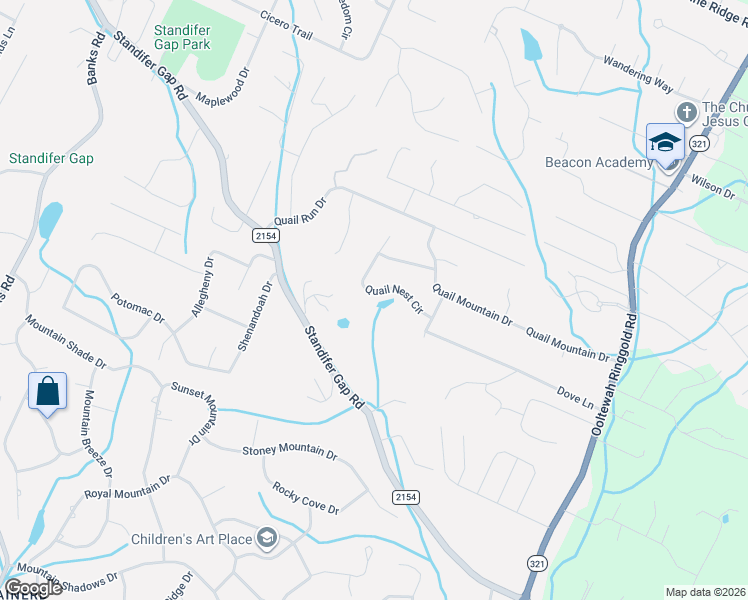 map of restaurants, bars, coffee shops, grocery stores, and more near 2416 Quail Nest Circle in Chattanooga