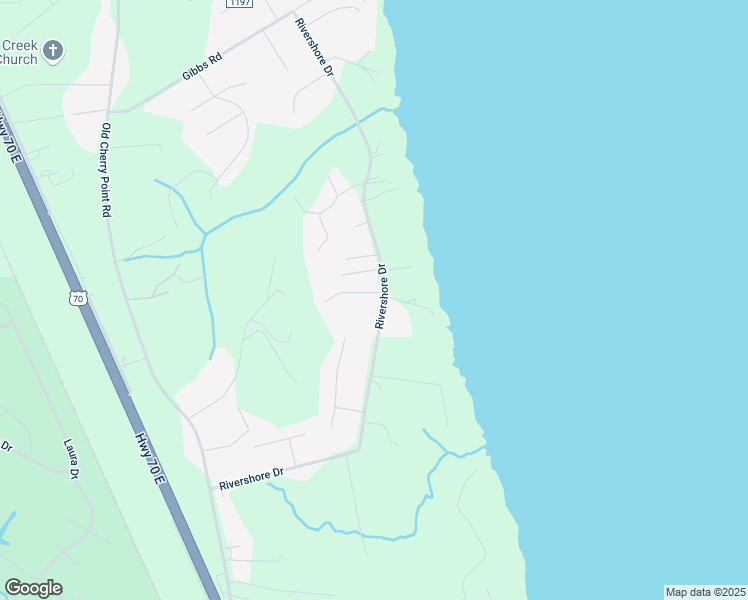map of restaurants, bars, coffee shops, grocery stores, and more near 4509 Rivershore Drive in New Bern