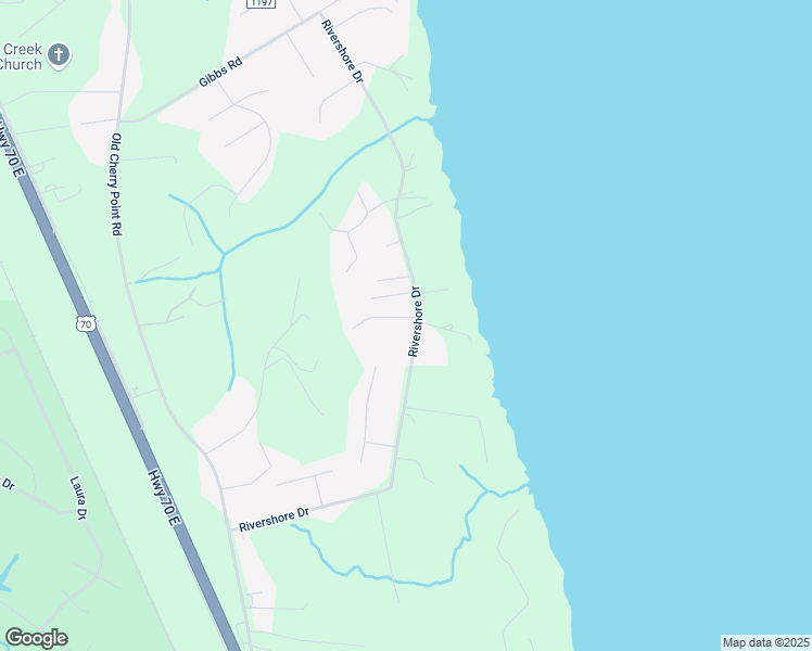 map of restaurants, bars, coffee shops, grocery stores, and more near 4509 Rivershore Drive in New Bern