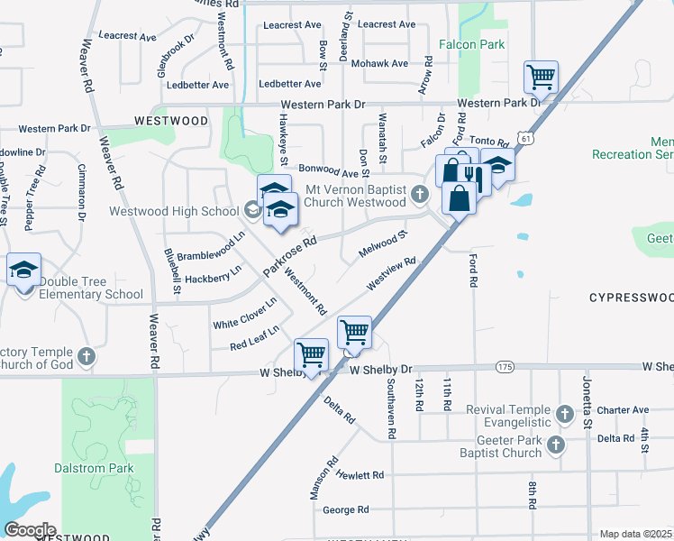 map of restaurants, bars, coffee shops, grocery stores, and more near 4528 Westmont Cove in Memphis