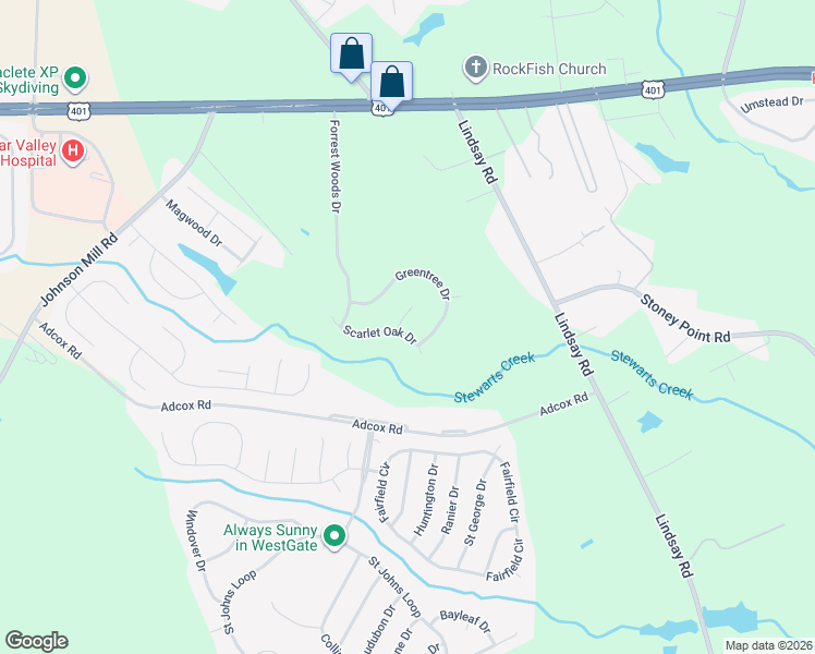 map of restaurants, bars, coffee shops, grocery stores, and more near 156 Falcon Court in Raeford
