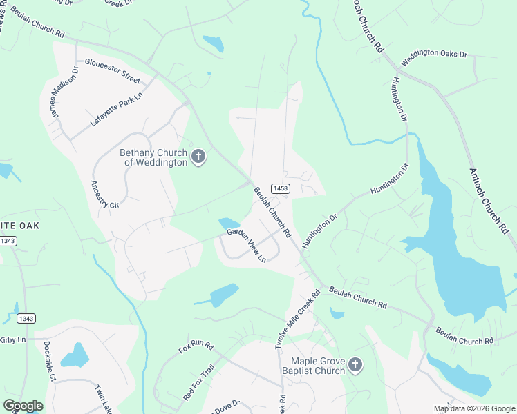 map of restaurants, bars, coffee shops, grocery stores, and more near 3824 Beulah Church Road in Matthews