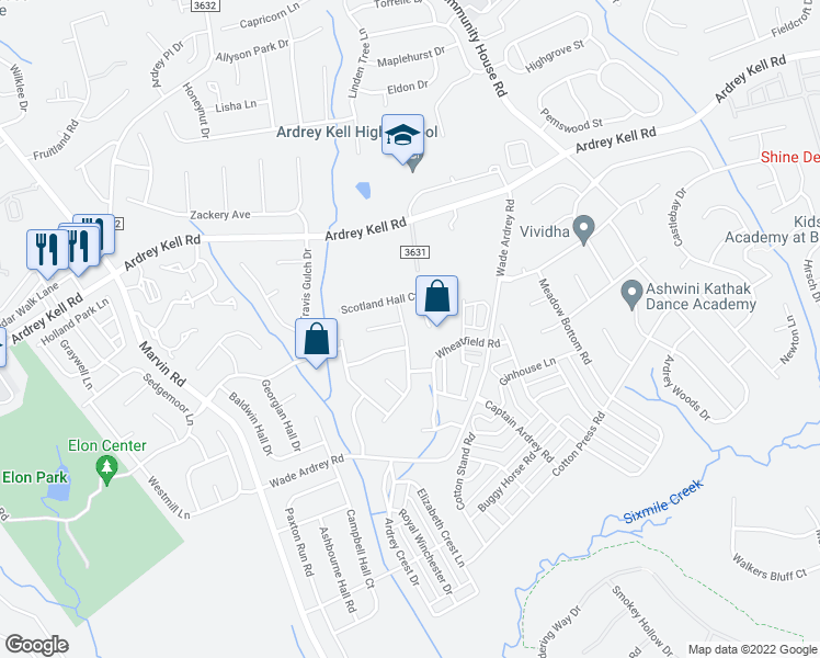 map of restaurants, bars, coffee shops, grocery stores, and more near 9318 Royal Highlands Court in Charlotte