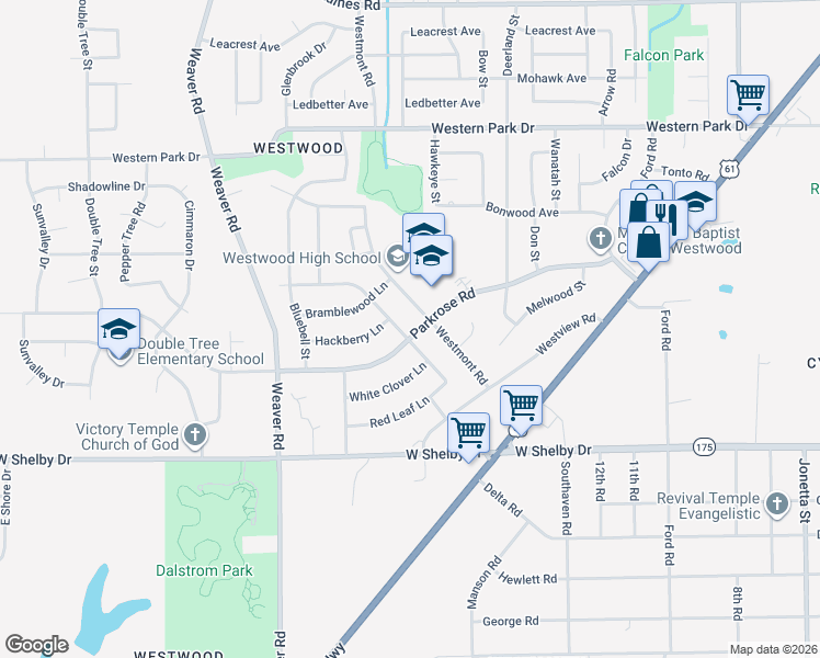 map of restaurants, bars, coffee shops, grocery stores, and more near 812 Parkrose Road in Memphis