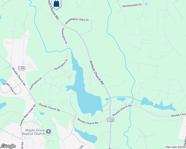 map of restaurants, bars, coffee shops, grocery stores, and more near 4601 Antioch Church Road in Matthews