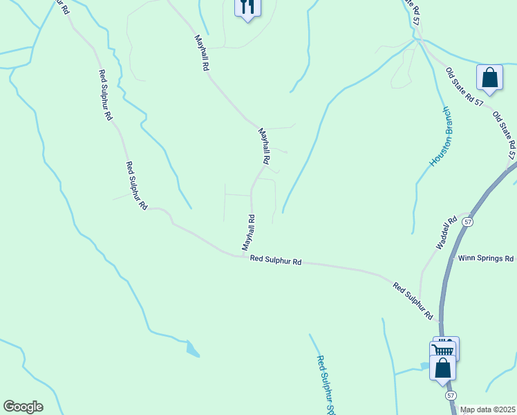 map of restaurants, bars, coffee shops, grocery stores, and more near 1425 Mayhall Road in Counce