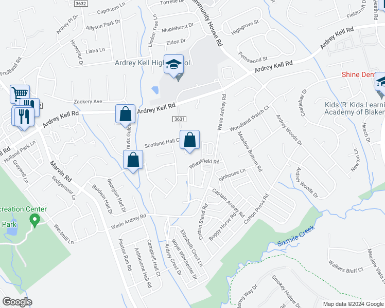 map of restaurants, bars, coffee shops, grocery stores, and more near 11233 Dickie Ross Road in Charlotte