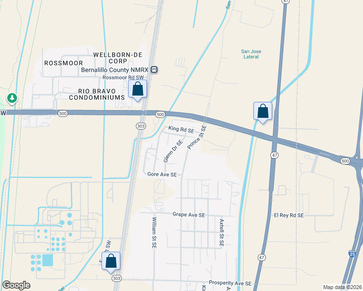 map of restaurants, bars, coffee shops, grocery stores, and more near 4002 Glenn Drive Southeast in Albuquerque