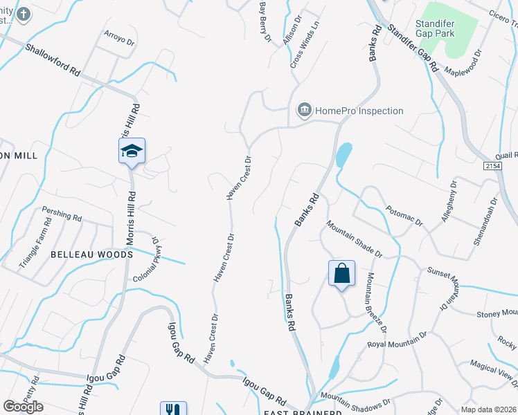 map of restaurants, bars, coffee shops, grocery stores, and more near 2407 Haven Cove Lane in Chattanooga