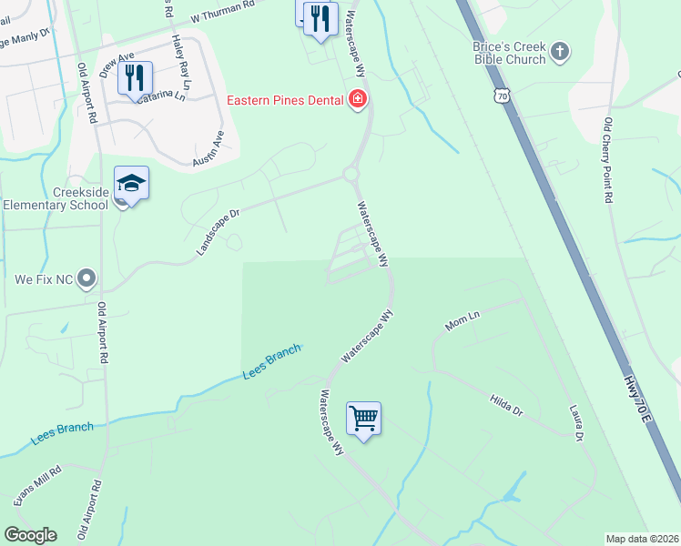 map of restaurants, bars, coffee shops, grocery stores, and more near 4069 Reunion Pointe Lane in New Bern