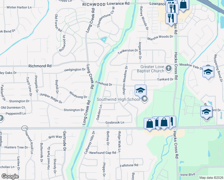 map of restaurants, bars, coffee shops, grocery stores, and more near 7752 Wisbey Court in Memphis