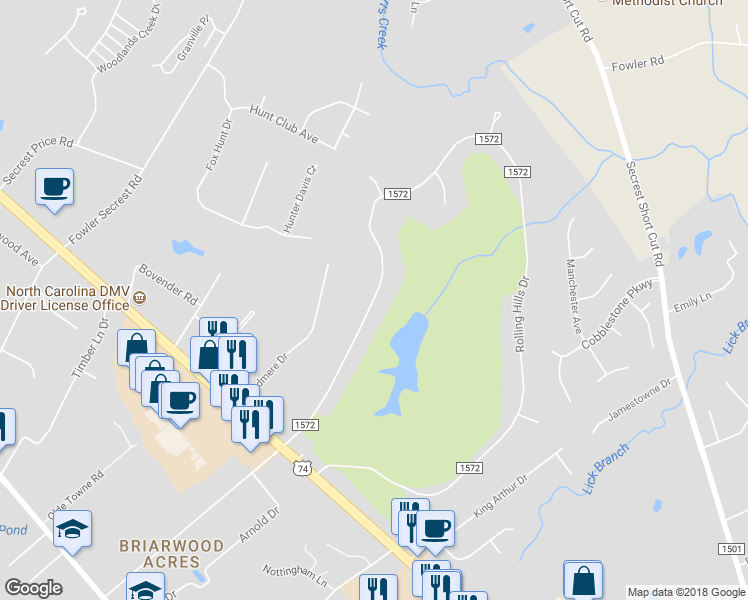map of restaurants, bars, coffee shops, grocery stores, and more near 101 Rolling Hills Drive in Monroe