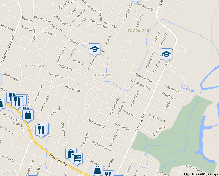 map of restaurants, bars, coffee shops, grocery stores, and more near 4512a Rogers Road in Chattanooga