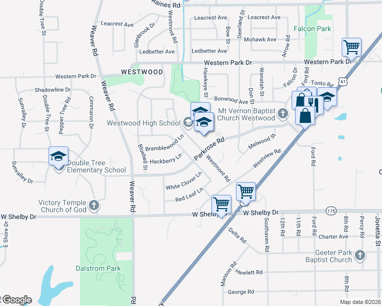 map of restaurants, bars, coffee shops, grocery stores, and more near 4536 Marigold Lane in Memphis