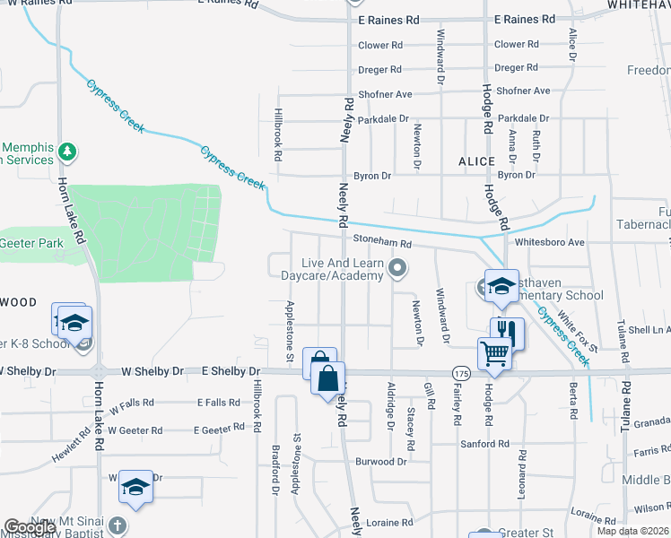 map of restaurants, bars, coffee shops, grocery stores, and more near 4531 Neely Road in Memphis