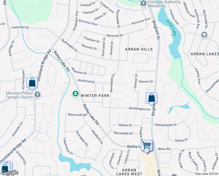 map of restaurants, bars, coffee shops, grocery stores, and more near 1706 Berriedale Drive in Fayetteville
