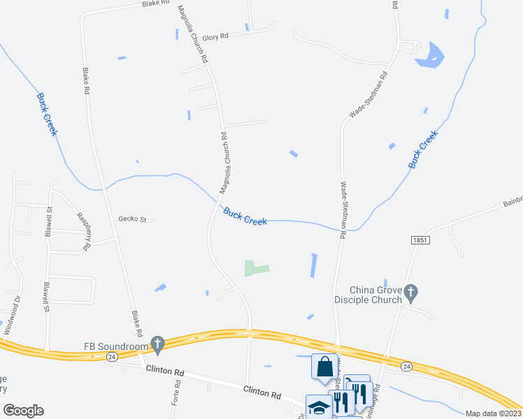 map of restaurants, bars, coffee shops, grocery stores, and more near 538 Magnolia Church Road in Stedman