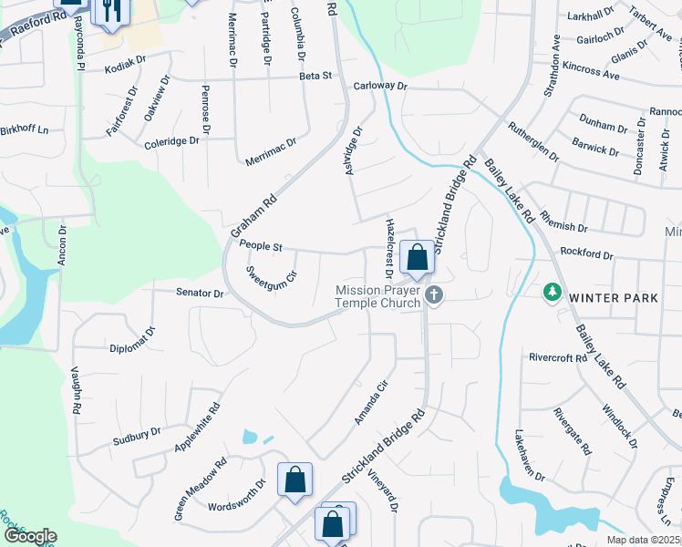 map of restaurants, bars, coffee shops, grocery stores, and more near 6520 Wicklow Place in Fayetteville