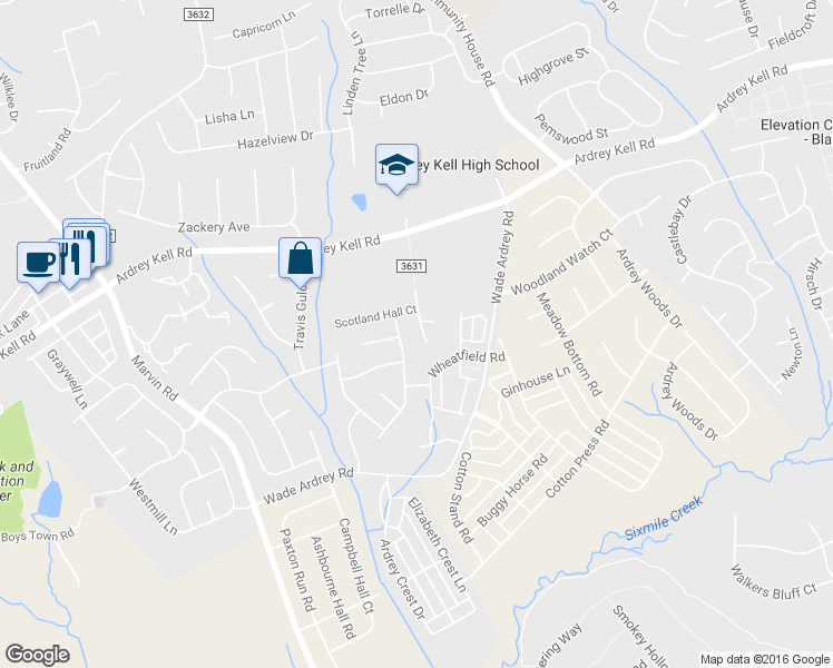 map of restaurants, bars, coffee shops, grocery stores, and more near 11222 Dickie Ross Road in Charlotte