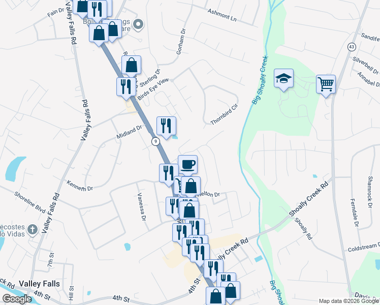 map of restaurants, bars, coffee shops, grocery stores, and more near in Boiling Springs