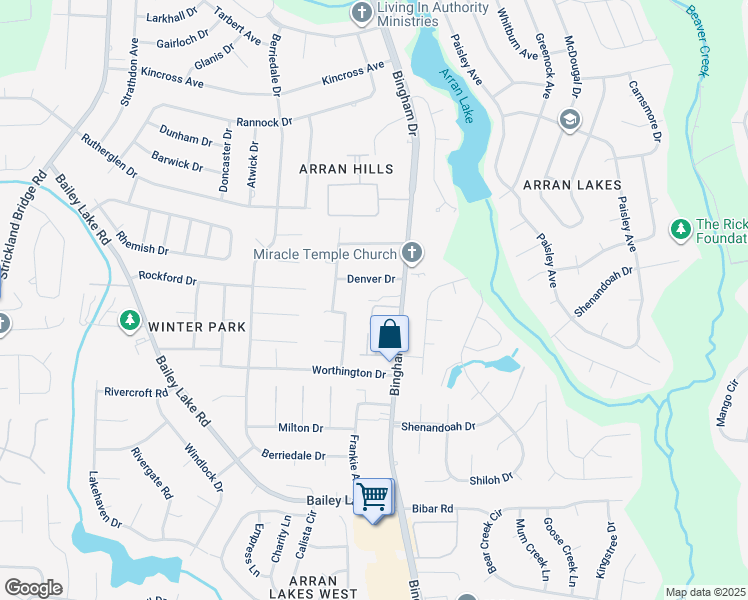map of restaurants, bars, coffee shops, grocery stores, and more near 1512 Bingham Drive in Fayetteville