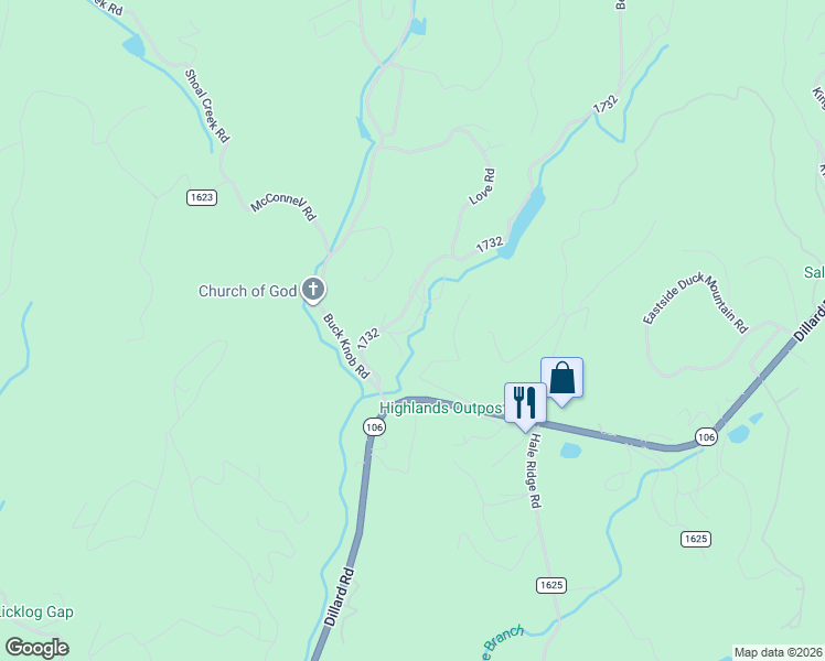 map of restaurants, bars, coffee shops, grocery stores, and more near 59 Wildflower Road in Highlands