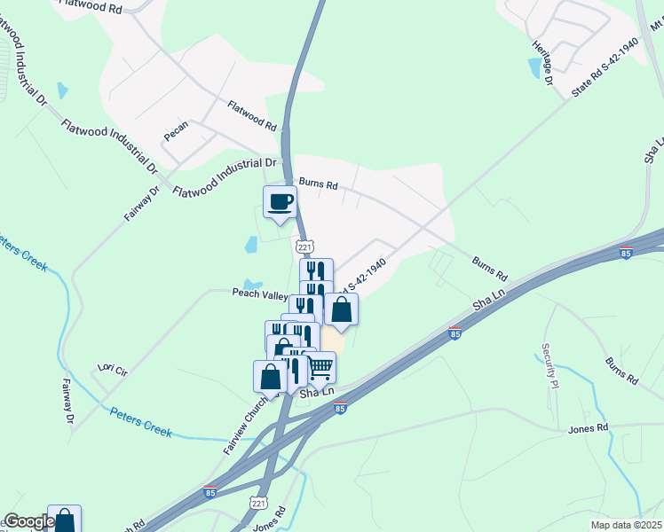 map of restaurants, bars, coffee shops, grocery stores, and more near 113 State Road S-42-2288 in Spartanburg