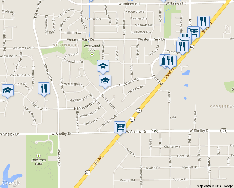 map of restaurants, bars, coffee shops, grocery stores, and more near 4528 Westmont Cove in Memphis