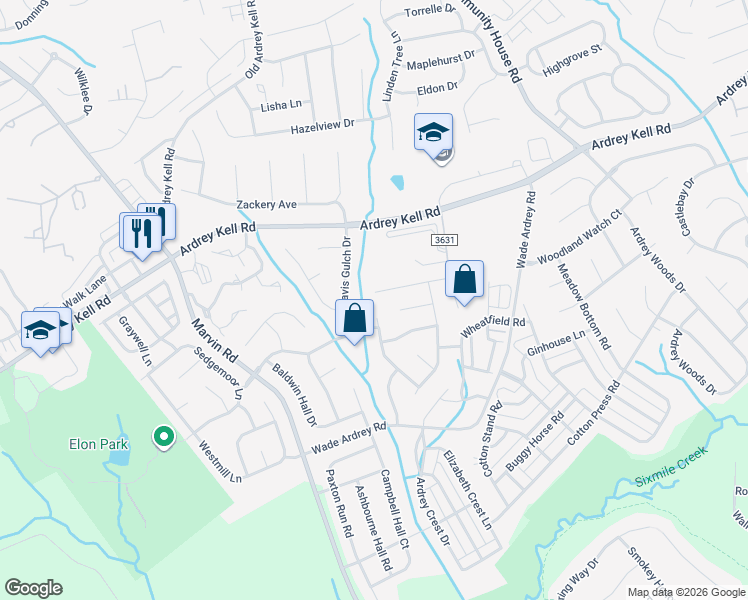 map of restaurants, bars, coffee shops, grocery stores, and more near 9537 Scotland Hall Court in Charlotte