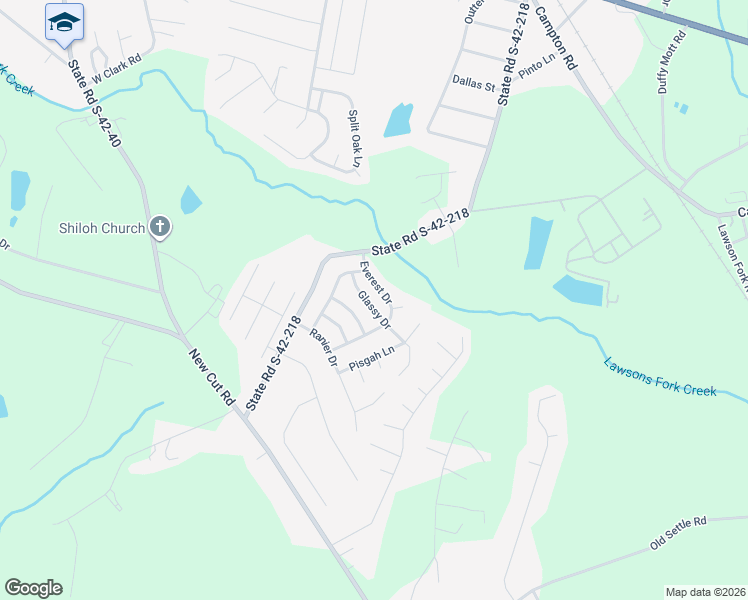 map of restaurants, bars, coffee shops, grocery stores, and more near 107 Glassy Dr in Inman