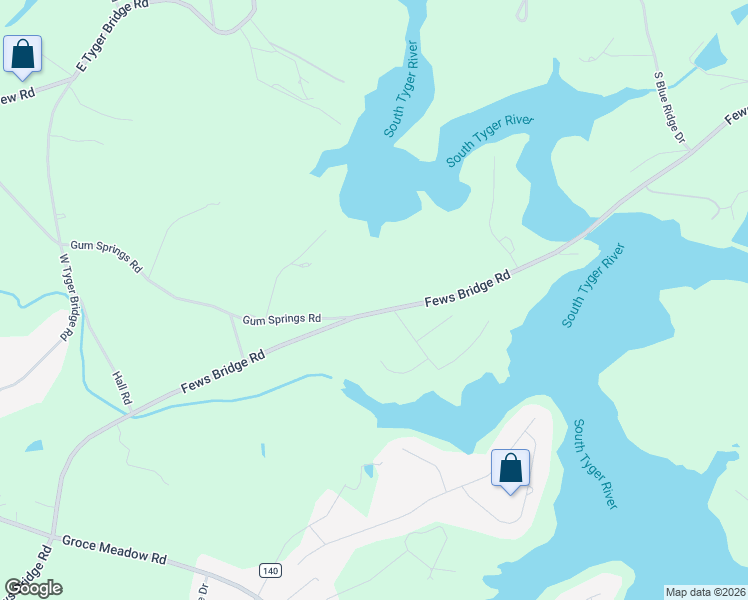 map of restaurants, bars, coffee shops, grocery stores, and more near 525 Fews Bridge Road in Taylors