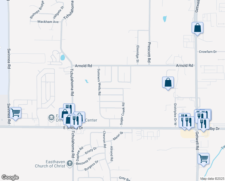 map of restaurants, bars, coffee shops, grocery stores, and more near 3447 Point Pleasant Avenue in Memphis