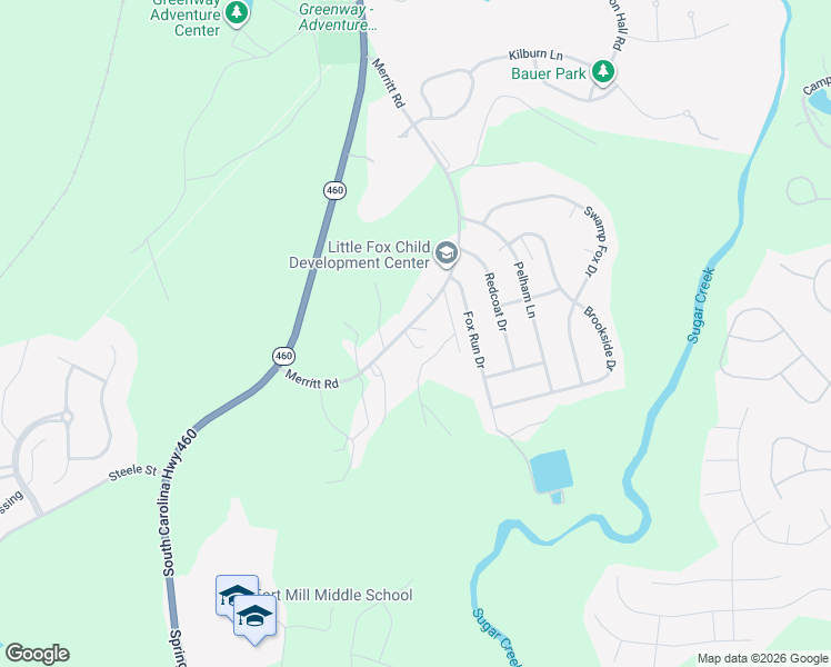 map of restaurants, bars, coffee shops, grocery stores, and more near 1690 Merritt Road in Fort Mill