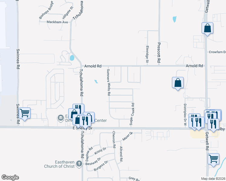 map of restaurants, bars, coffee shops, grocery stores, and more near 3395 Point Pleasant Avenue in Memphis