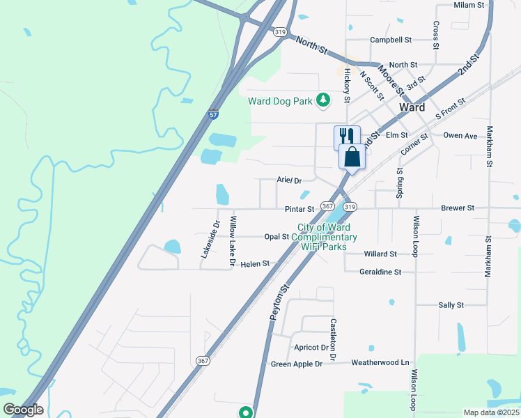 map of restaurants, bars, coffee shops, grocery stores, and more near 255 Pintar Street in Ward