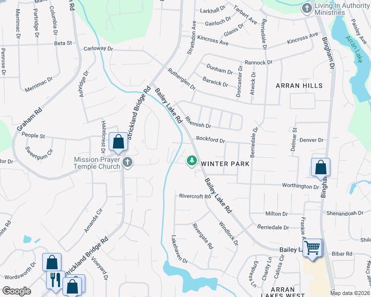 map of restaurants, bars, coffee shops, grocery stores, and more near 6775 Bailey Lake Rd in Fayetteville