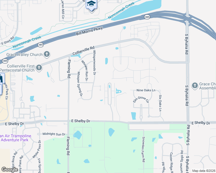 map of restaurants, bars, coffee shops, grocery stores, and more near 10824 Whisper Hollow Cove in Collierville